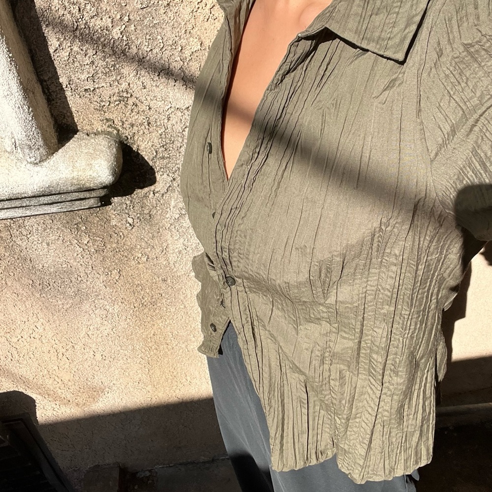 Green Button Down Top - image 4